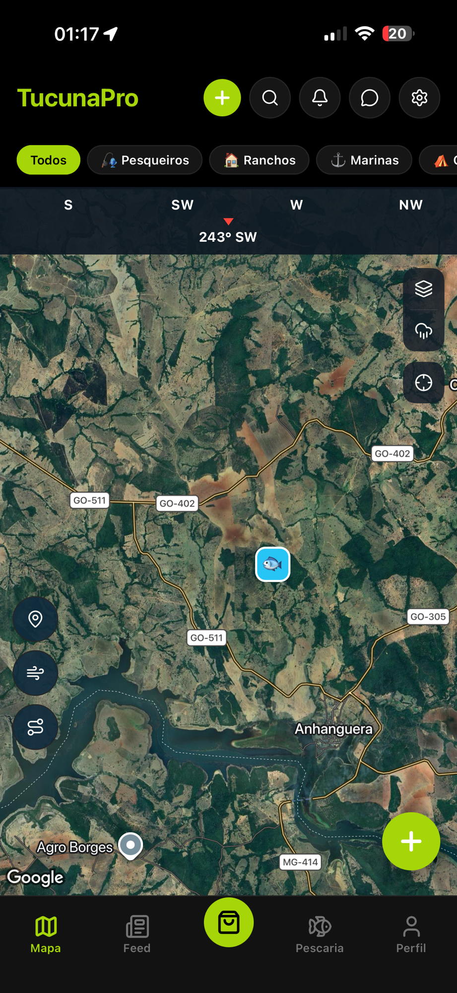 Tela do app TucunaPro