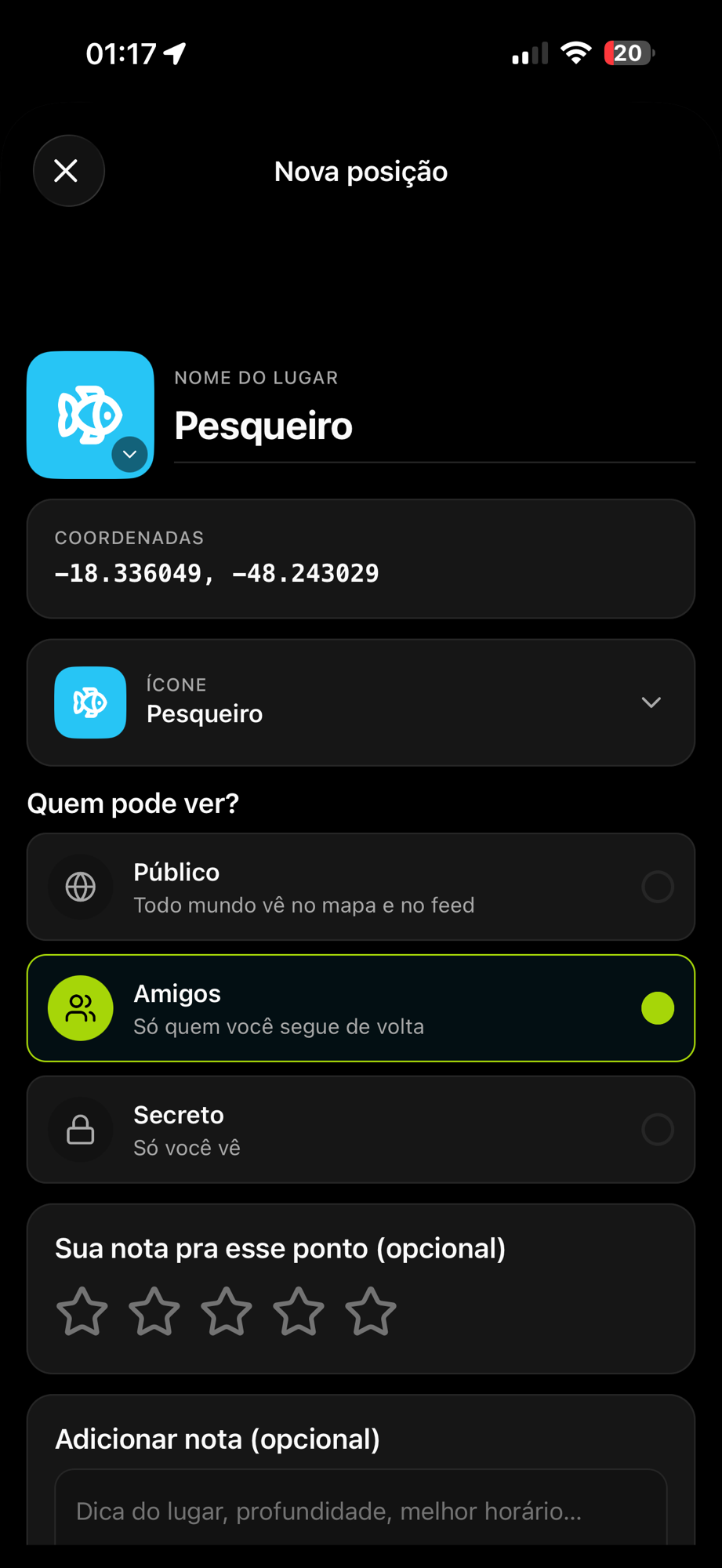 Tela do app TucunaPro